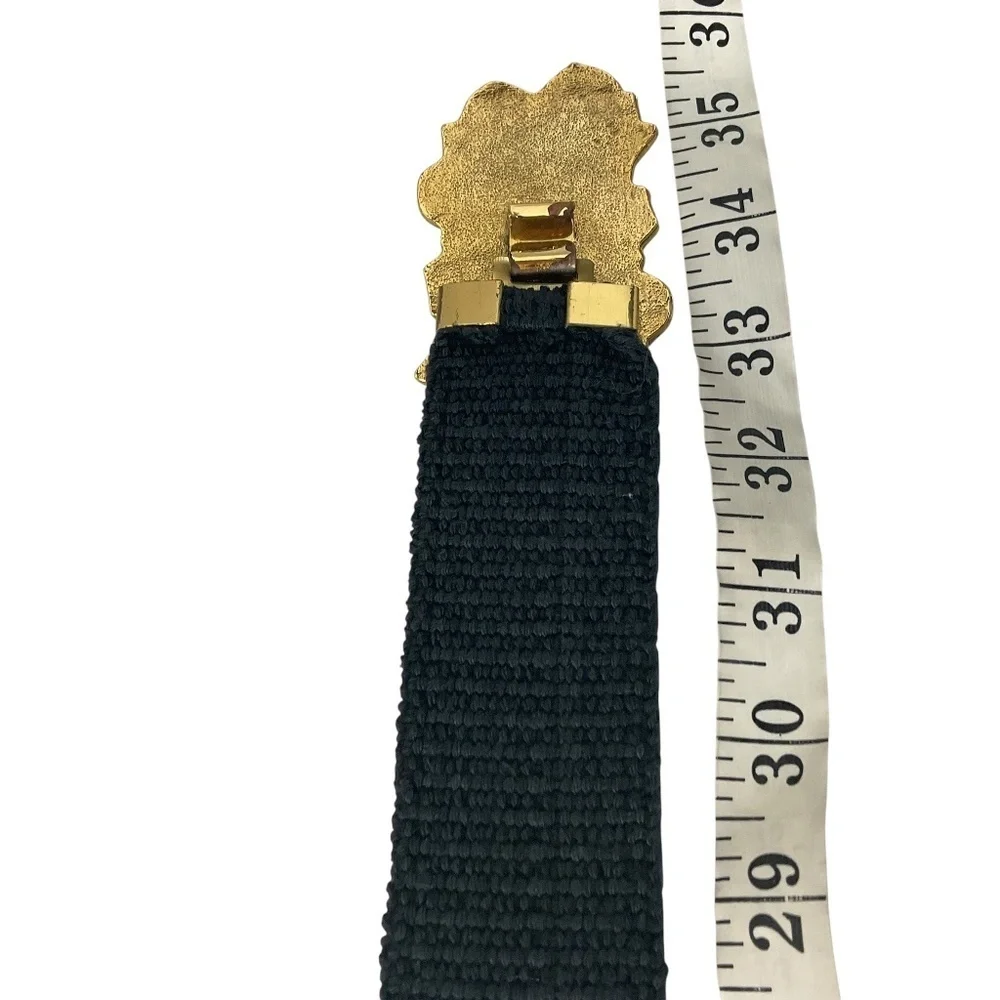 Vintage Gantos Black Belt with Gold Rhinestone Clasp
